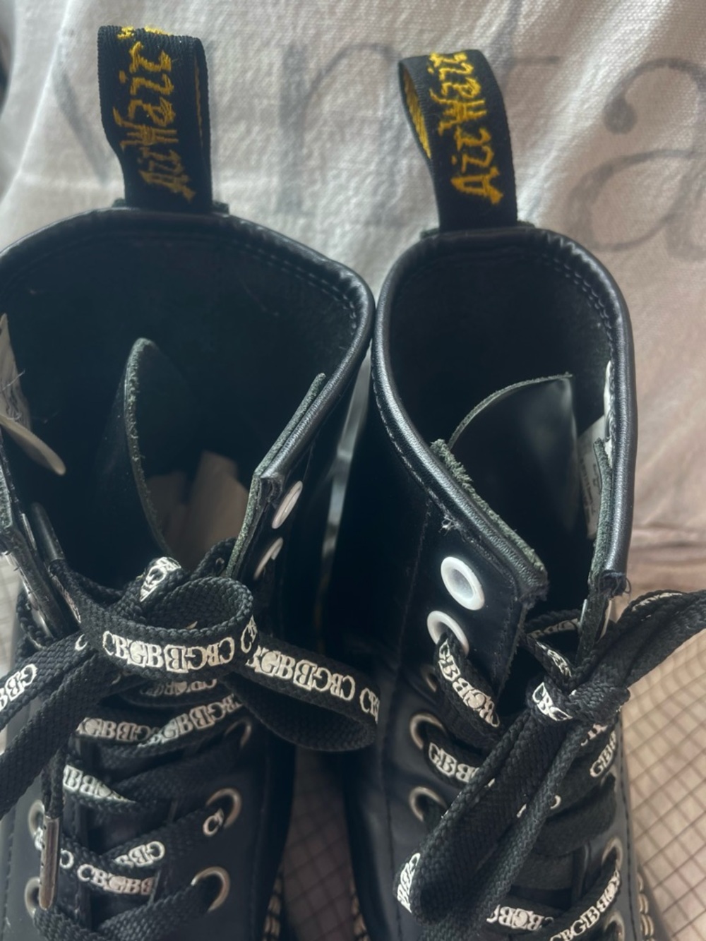 DR MARTEN*Rare* CBGB OMFUG*Black Grunge Punk Combat Boots 7 - Picture 3 of 8